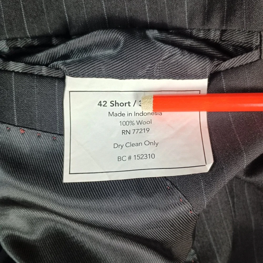 Pronto Uomo Blazer 42 Short Mens Charcoal Grey Pinstripe 100% Woo